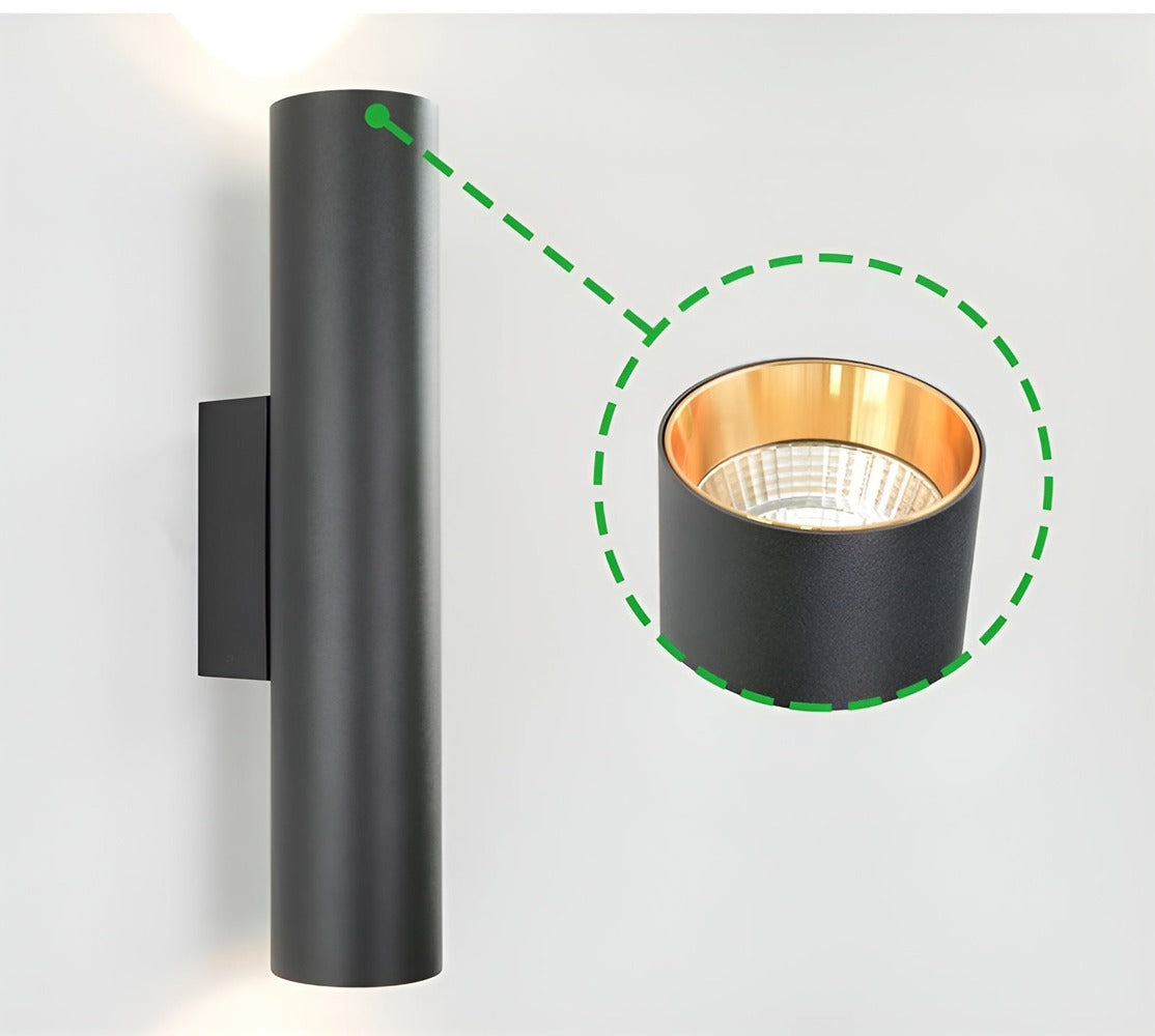 Væglampe med dobbelt lysretning – moderne cylinder lampe i aluminium