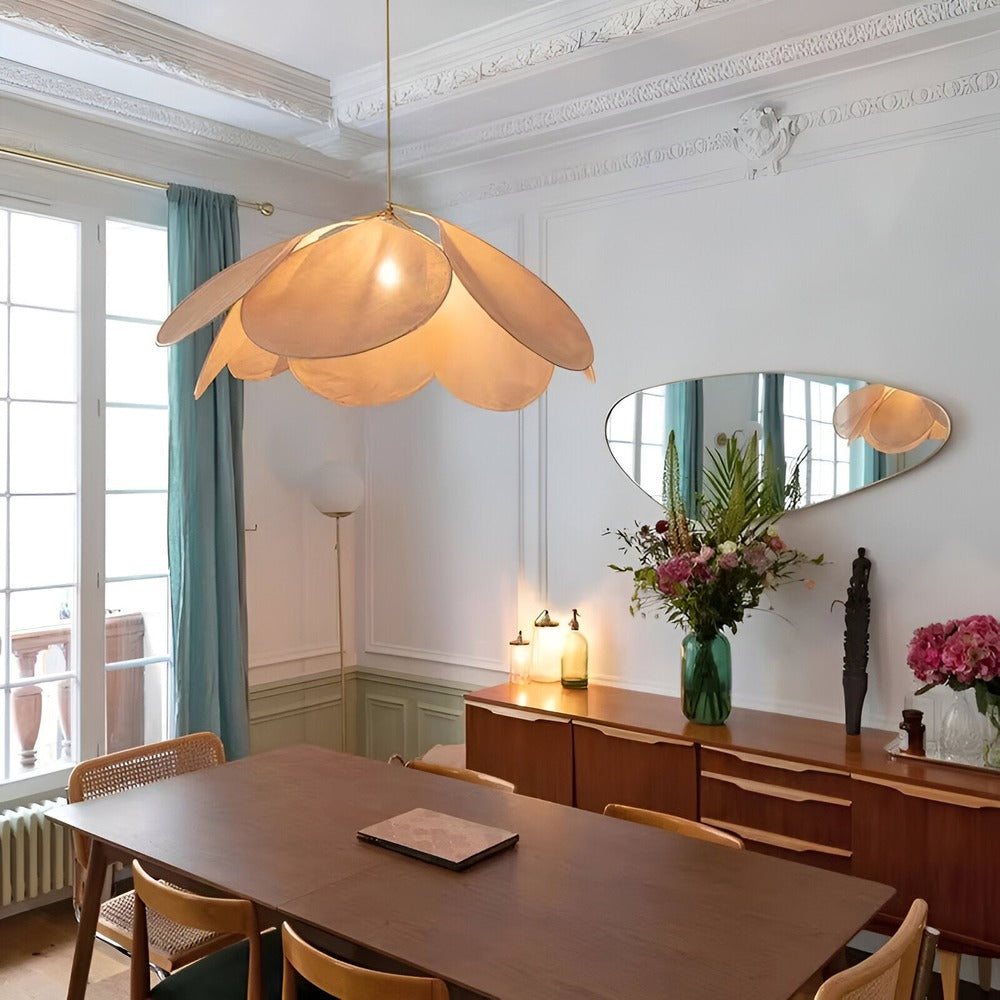 Florevia – Vintage Pendellampe med Blomsterdesign i Tekstil