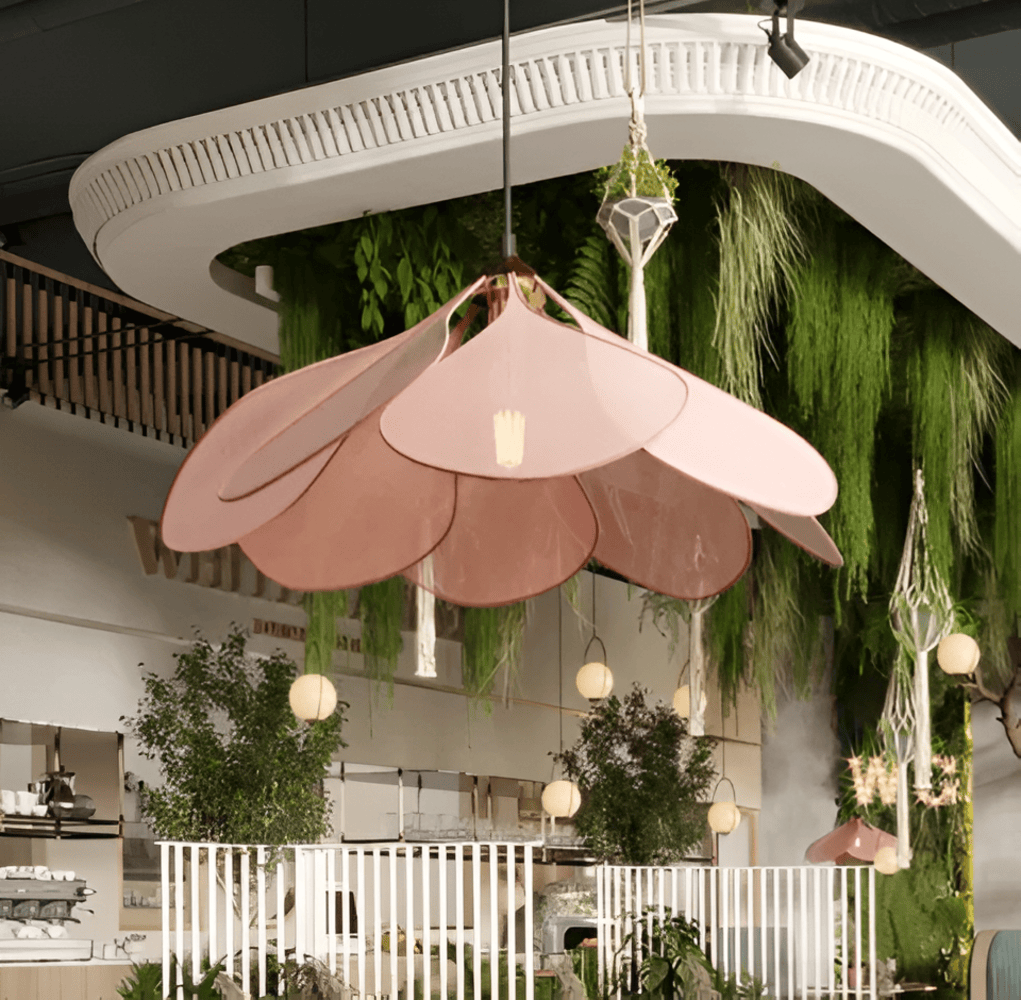 Florevia – Vintage Pendellampe med Blomsterdesign i Tekstil