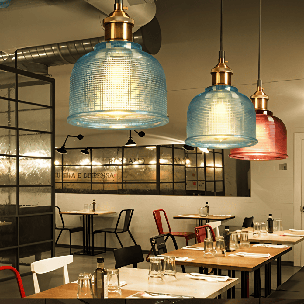 Retro farvet glas loftlampe i moderne design