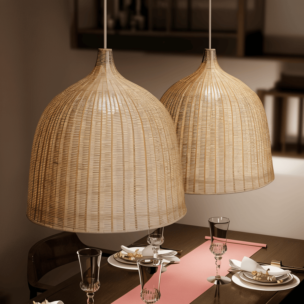 Rattanova – Handflätad Pendellampa i Rotting med Naturlig Boho Design