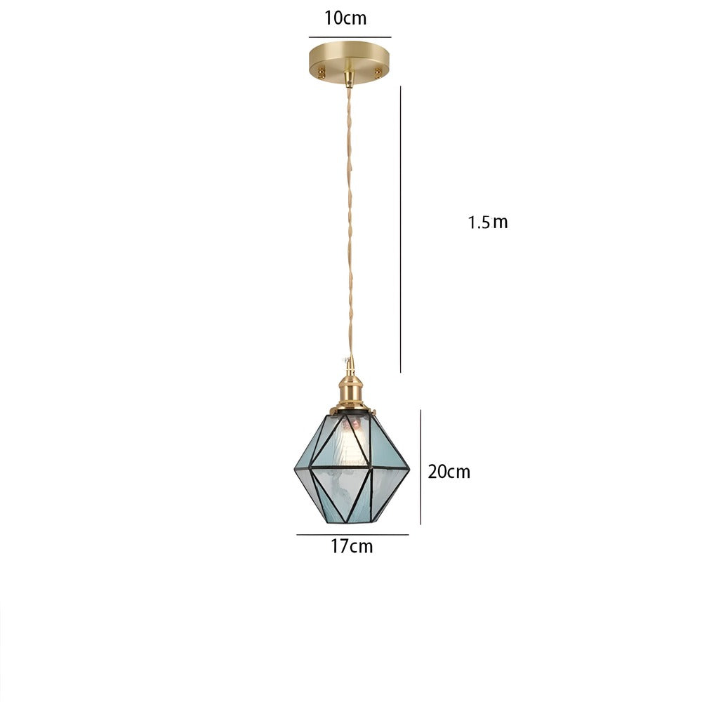 Kiyoma Glow Pendellampe – Japansk Retro Pendel i Geometrisk Kobberglas