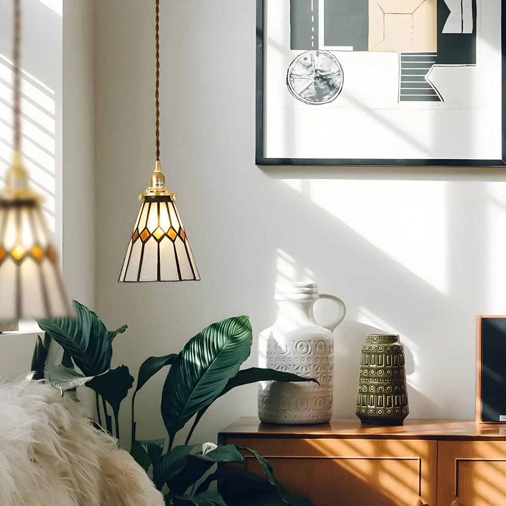 Kiyoma Glow Pendellampe – Japansk Retro Pendel i Geometrisk Kobberglas