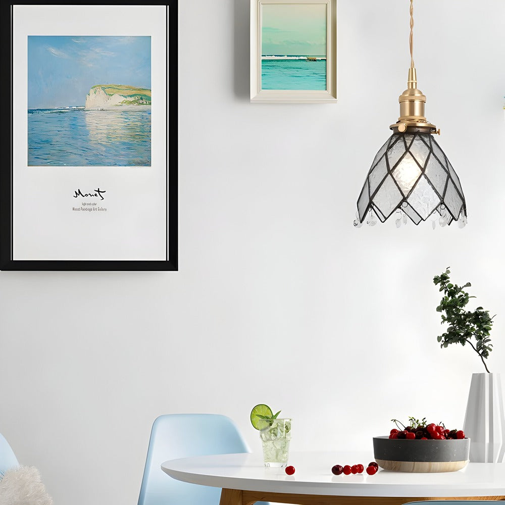 Kiyoma Glow Pendellampe – Japansk Retro Pendel i Geometrisk Kobberglas