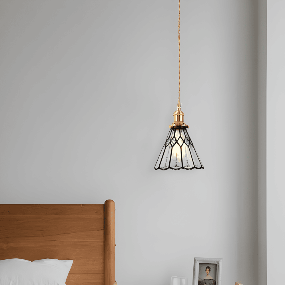 Kiyoma Glow Pendellampe – Japansk Retro Pendel i Geometrisk Kobberglas
