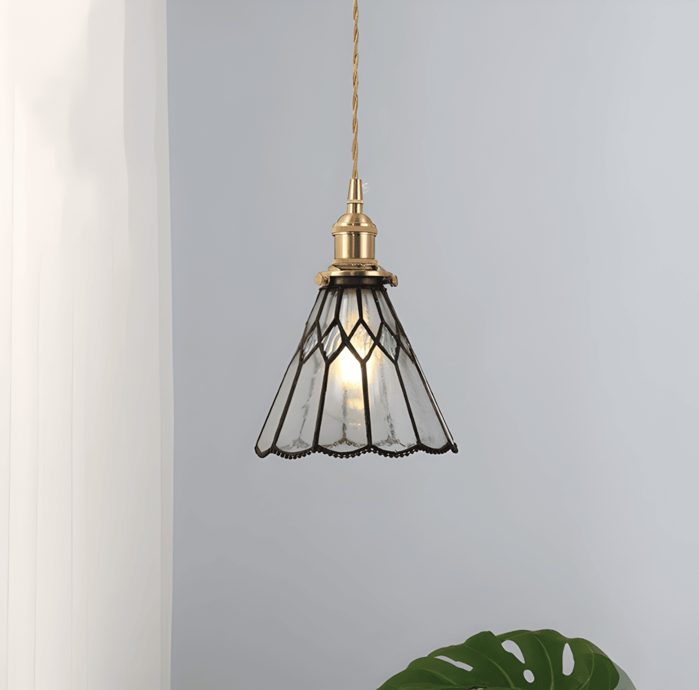 Kiyoma Glow Pendellampe – Japansk Retro Pendel i Geometrisk Kobberglas