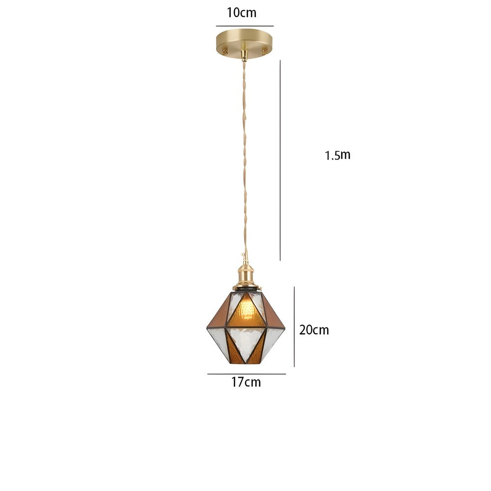 Kiyoma Glow Pendellampe – Japansk Retro Pendel i Geometrisk Kobberglas
