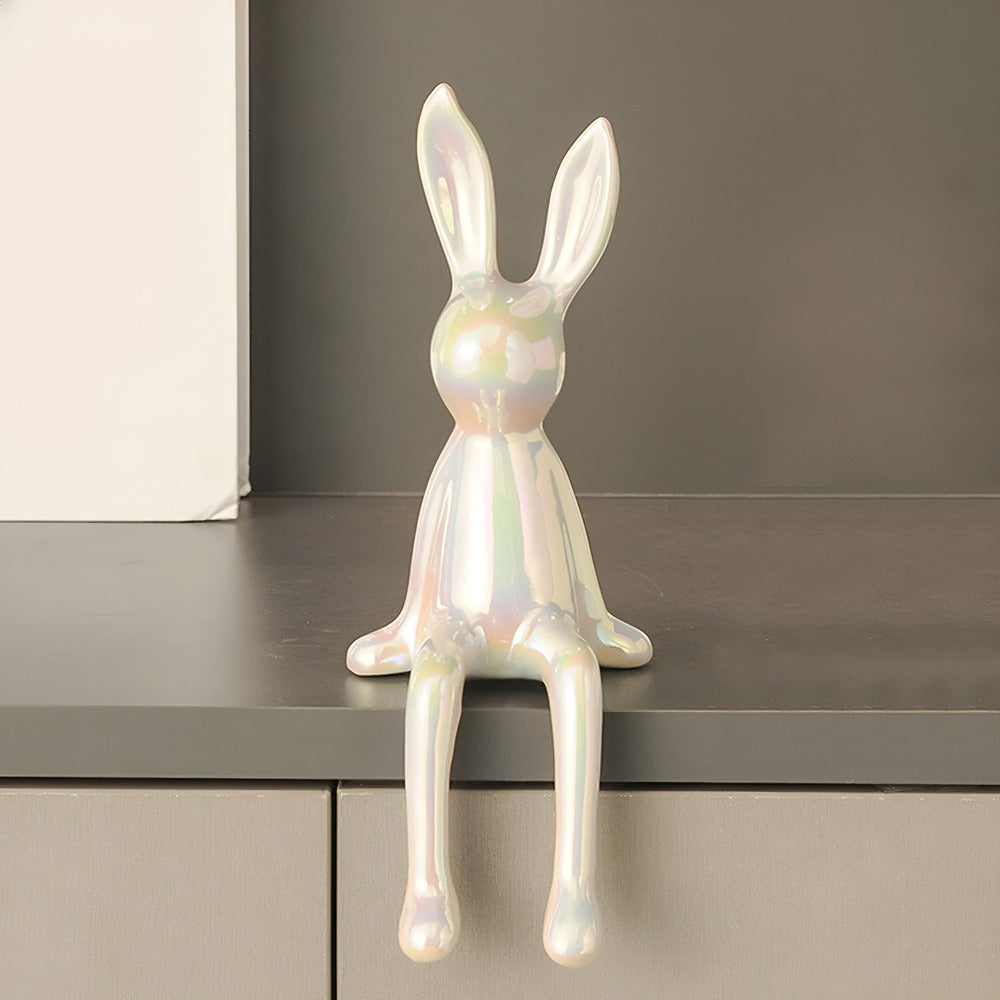 Dekorativ kaninfigur i guld keramik – elegant pynt til hjemmet