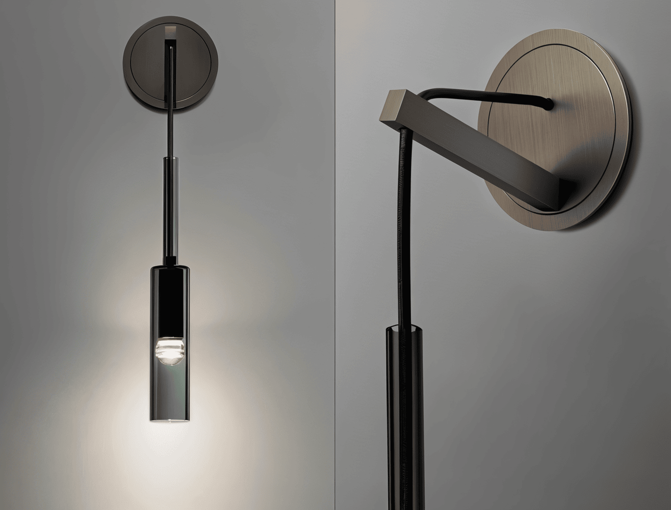 Væglampe i røgfarvet glasrør – minimalistisk design med varm LED