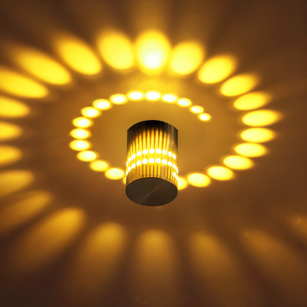 Cylindrisk LED væglampe med spiraleffekt – moderne designlampe