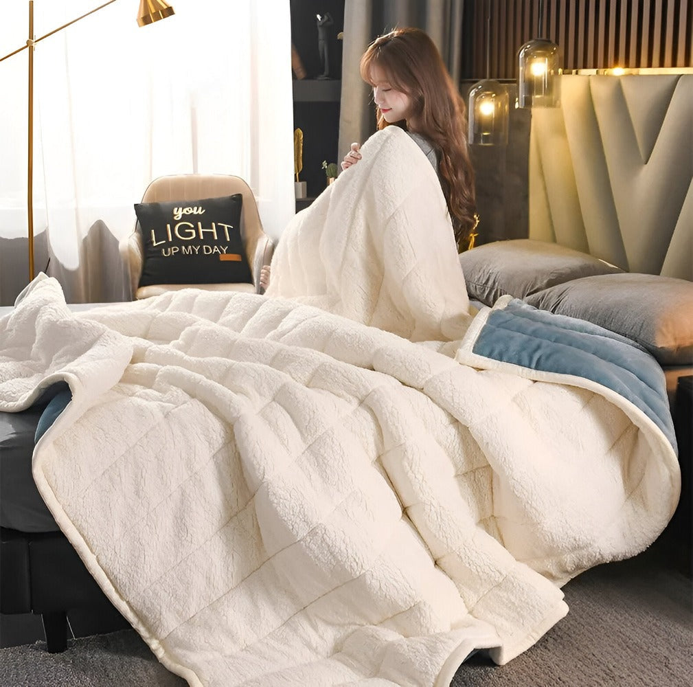 Sherpa fleece tæppe – superblødt og varmt plaid til sofa og seng