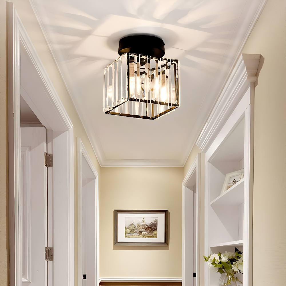 Crystalon Loftlampe – Moderne Minimalistisk Loftlampe med Krystaldetaljer
