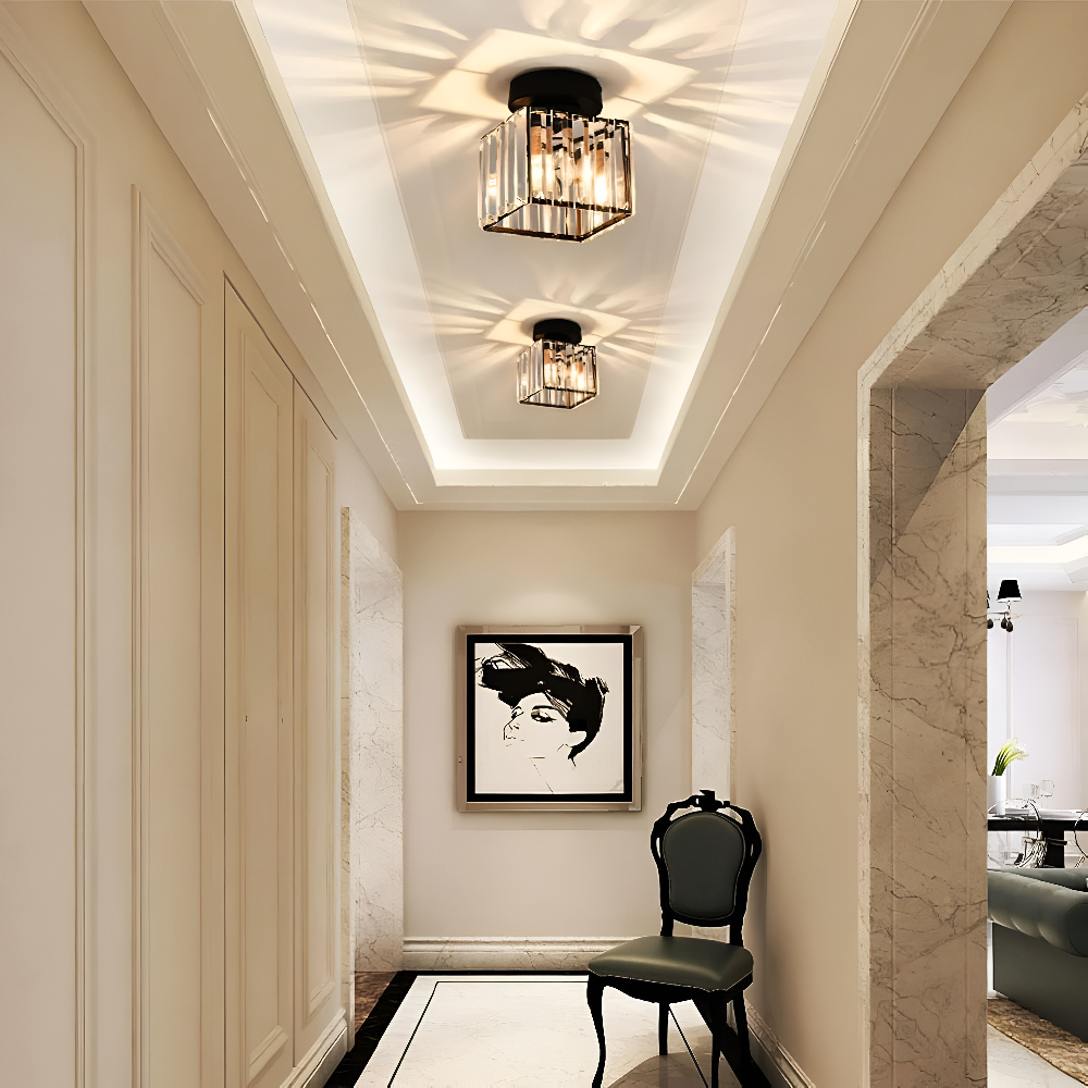 Crystalon Loftlampe – Moderne Minimalistisk Loftlampe med Krystaldetaljer