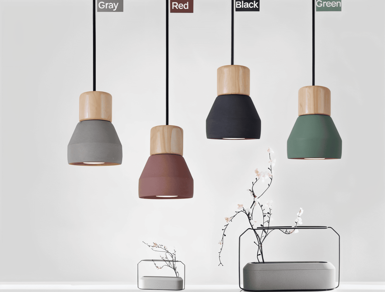 Concrea – Loftlampe i Beton med Trædetaljer
