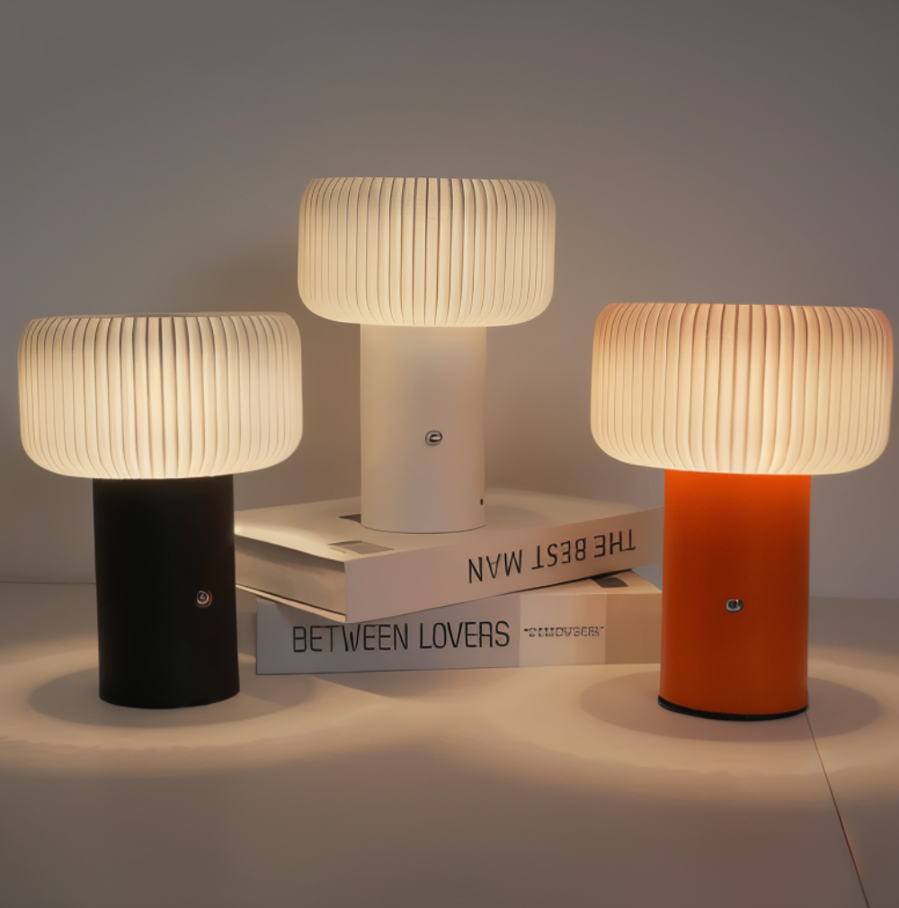 Mush – Riflet Svampebordlampe med Farveskiftende LED-Lys