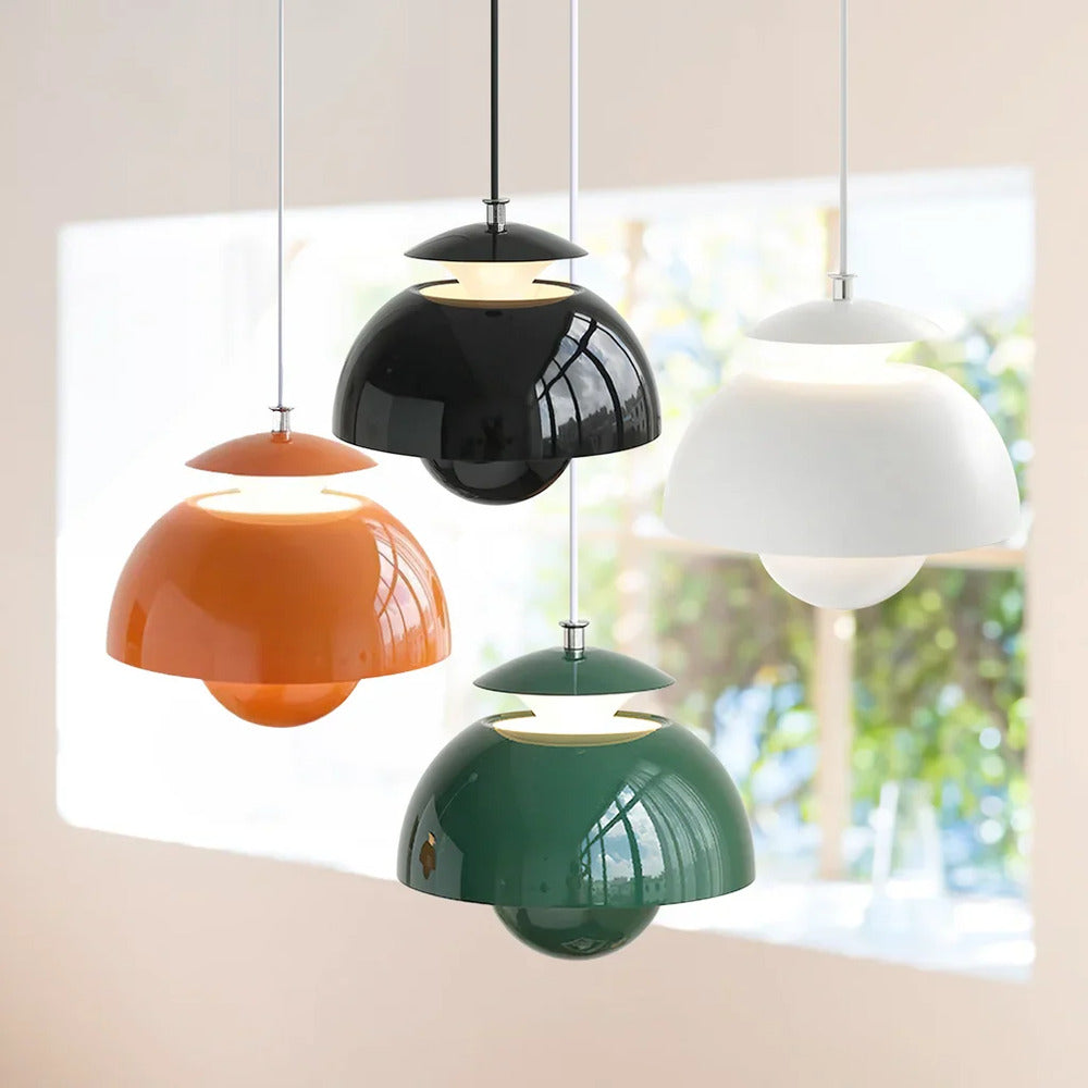 Pendellampe i blomsterdesign – retro nordisk metal lampe