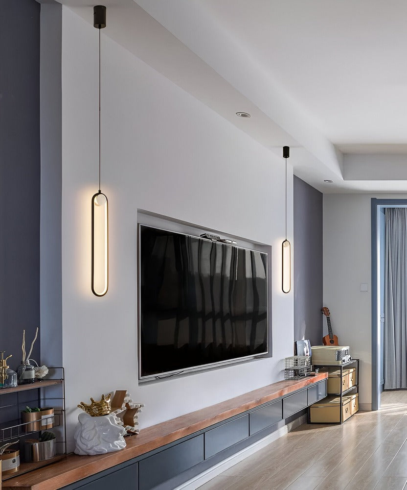 Lang LED loftlampe i sort aluminium – minimalistisk og elegant design