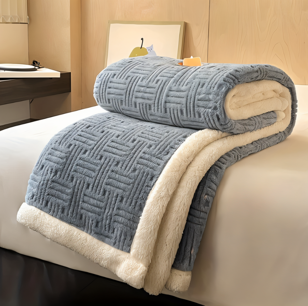 VeluraTwin – Dubbelsidig Fluffy Pläd med Geometrisk Design