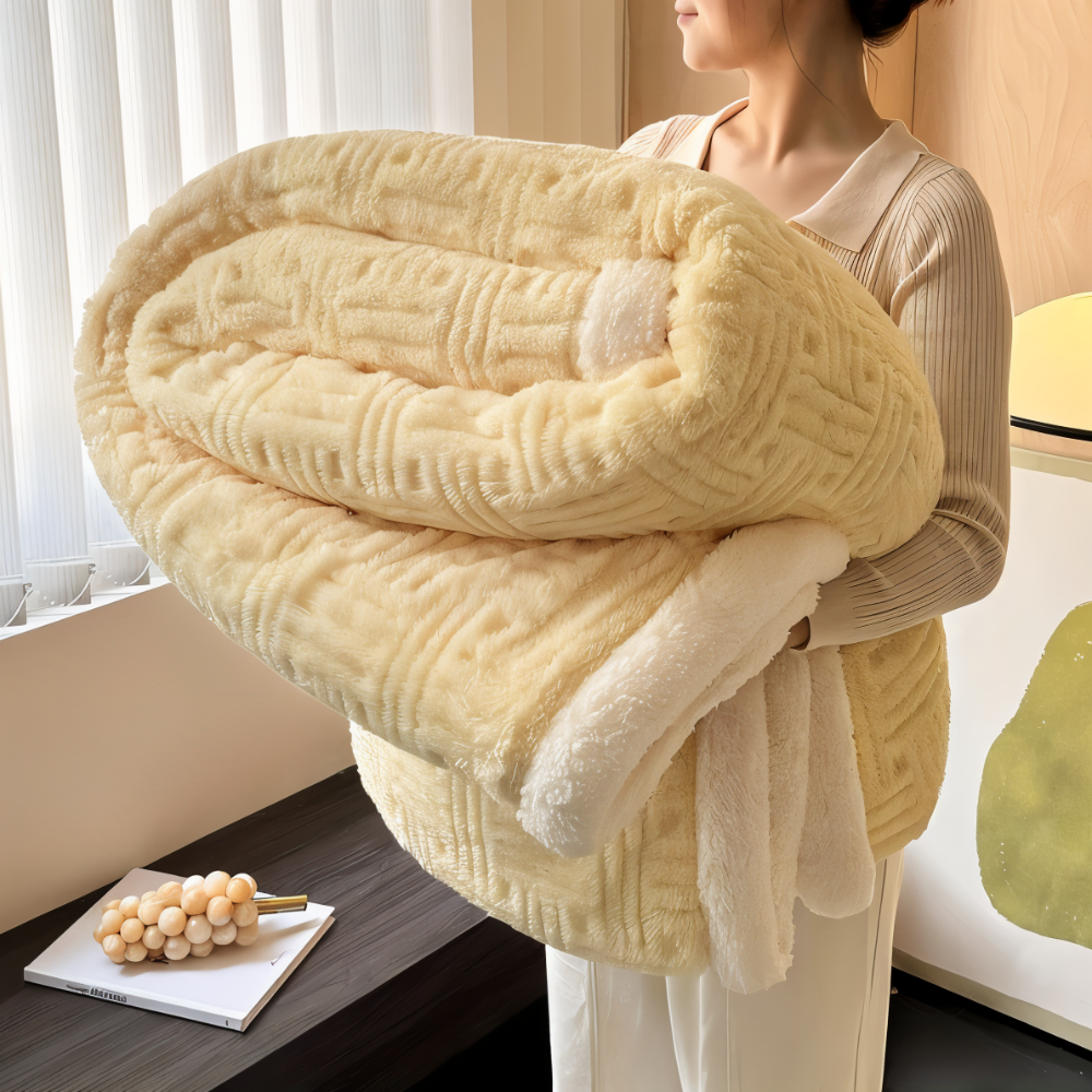 VeluraTwin – Dubbelsidig Fluffy Pläd med Geometrisk Design
