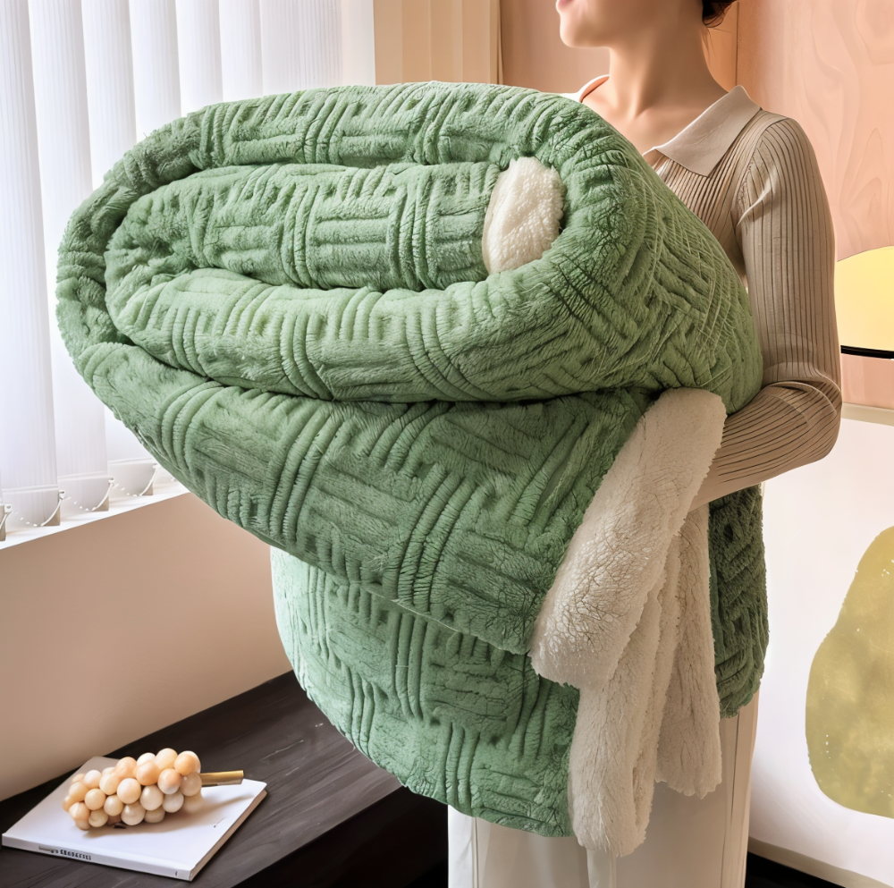 VeluraTwin – Dubbelsidig Fluffy Pläd med Geometrisk Design