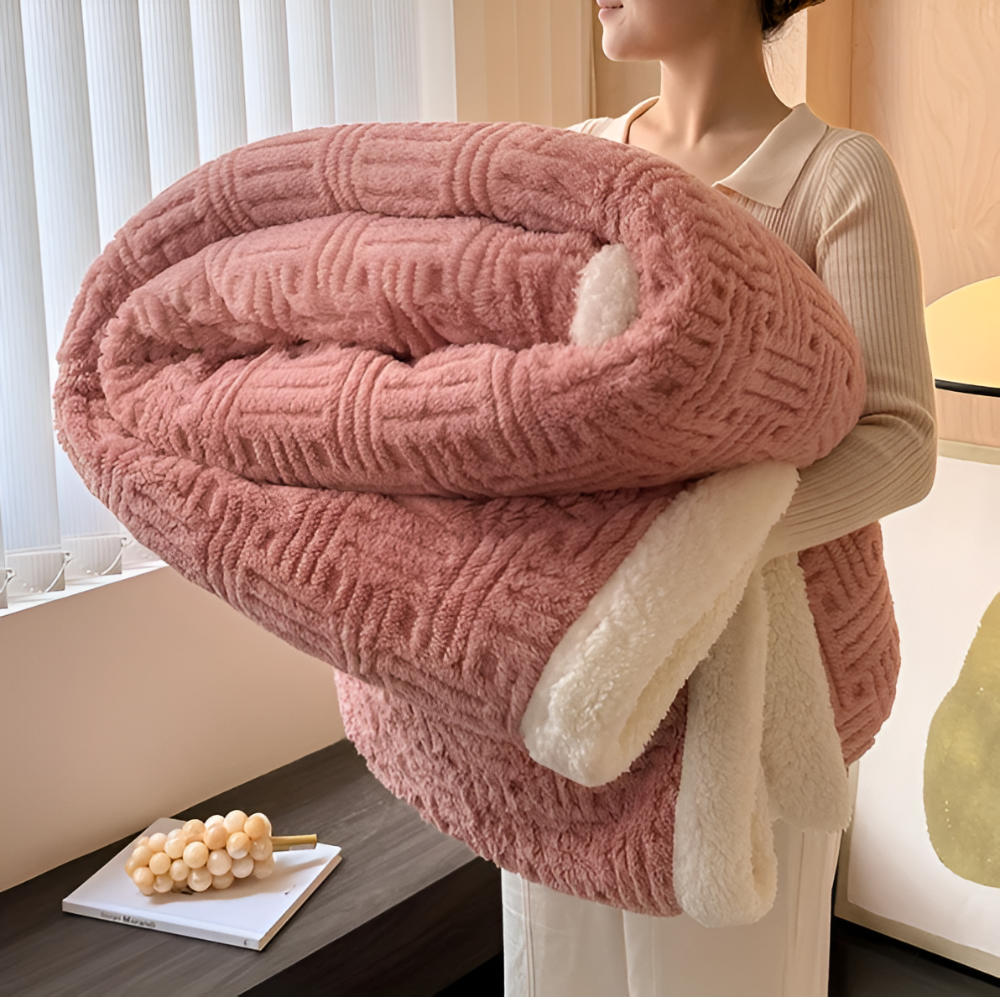 VeluraTwin – Dubbelsidig Fluffy Pläd med Geometrisk Design