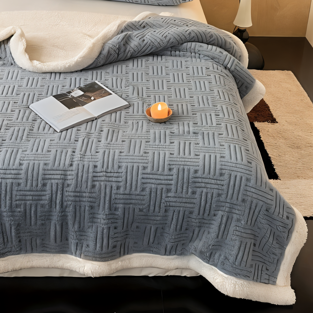 VeluraTwin – Dubbelsidig Fluffy Pläd med Geometrisk Design