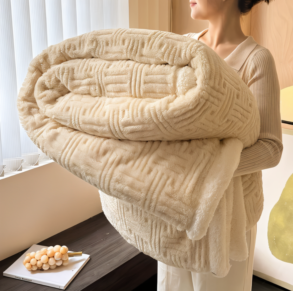 VeluraTwin – Dubbelsidig Fluffy Pläd med Geometrisk Design