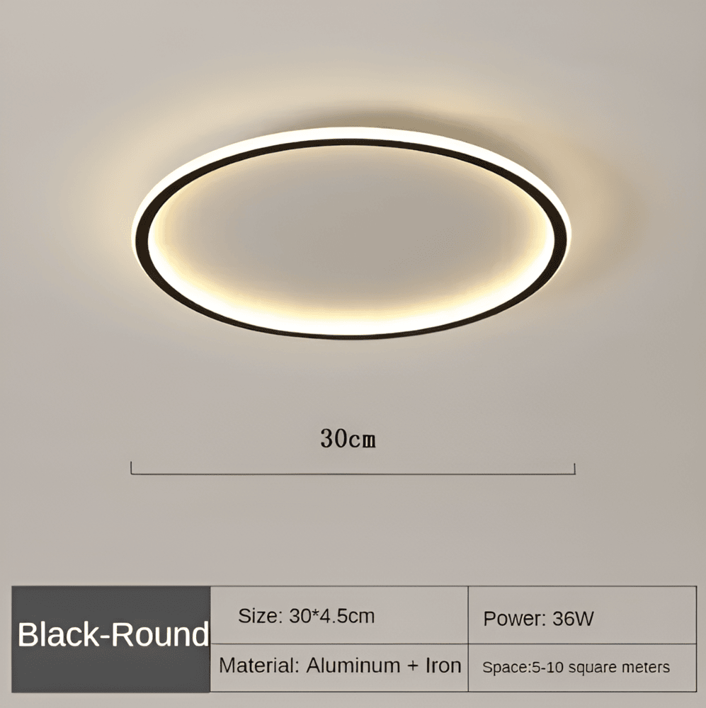 Dæmpbar rund LED loftlampe i metal og glas – moderne plafondlampe