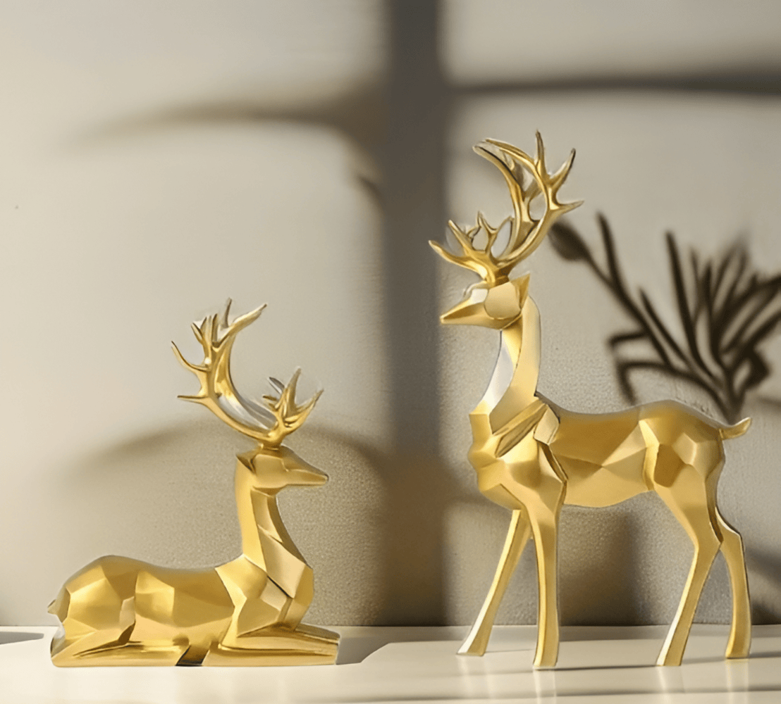 Dekorative rensdyr figurer i sæt – moderne design i resin