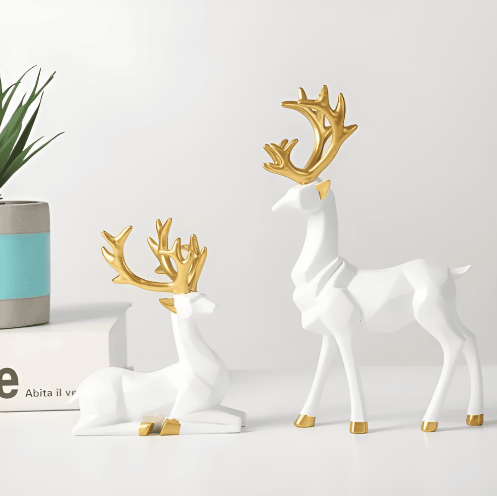 Dekorative rensdyr figurer i sæt – moderne design i resin