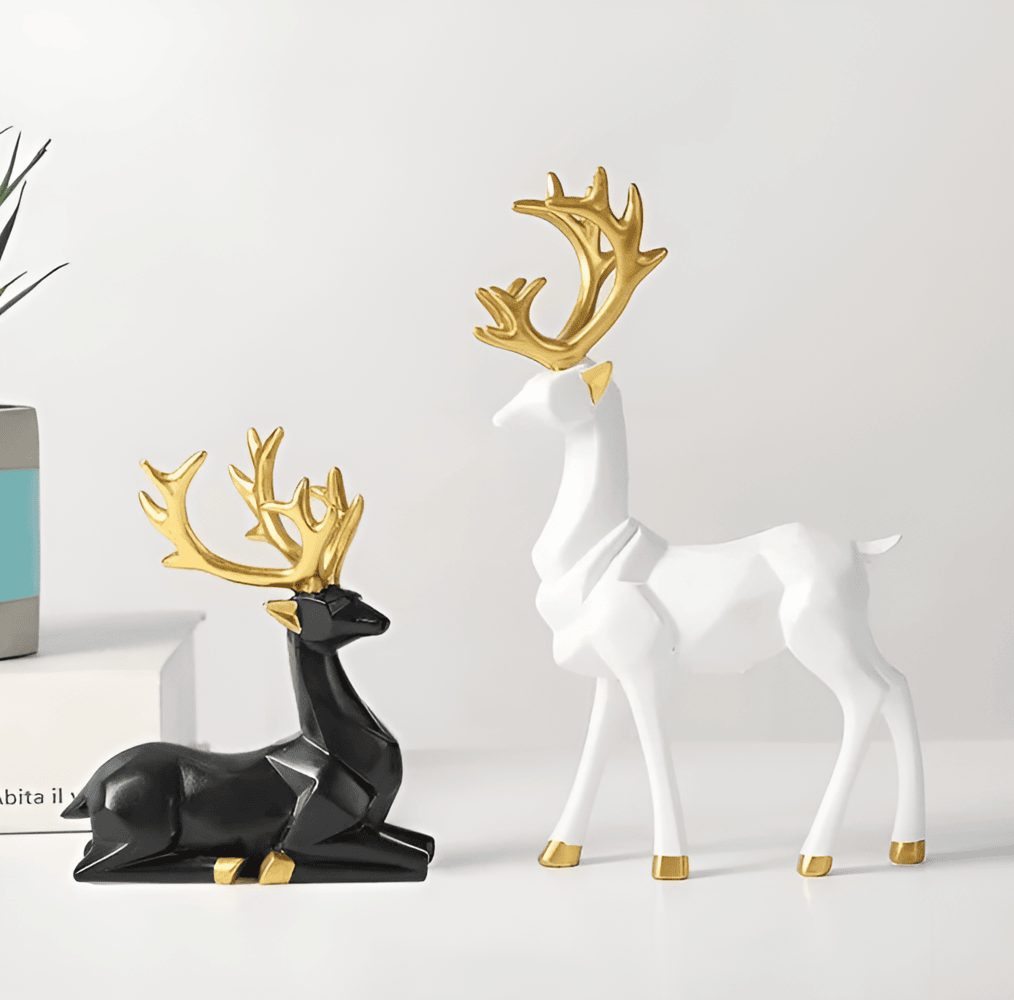 Dekorative rensdyr figurer i sæt – moderne design i resin