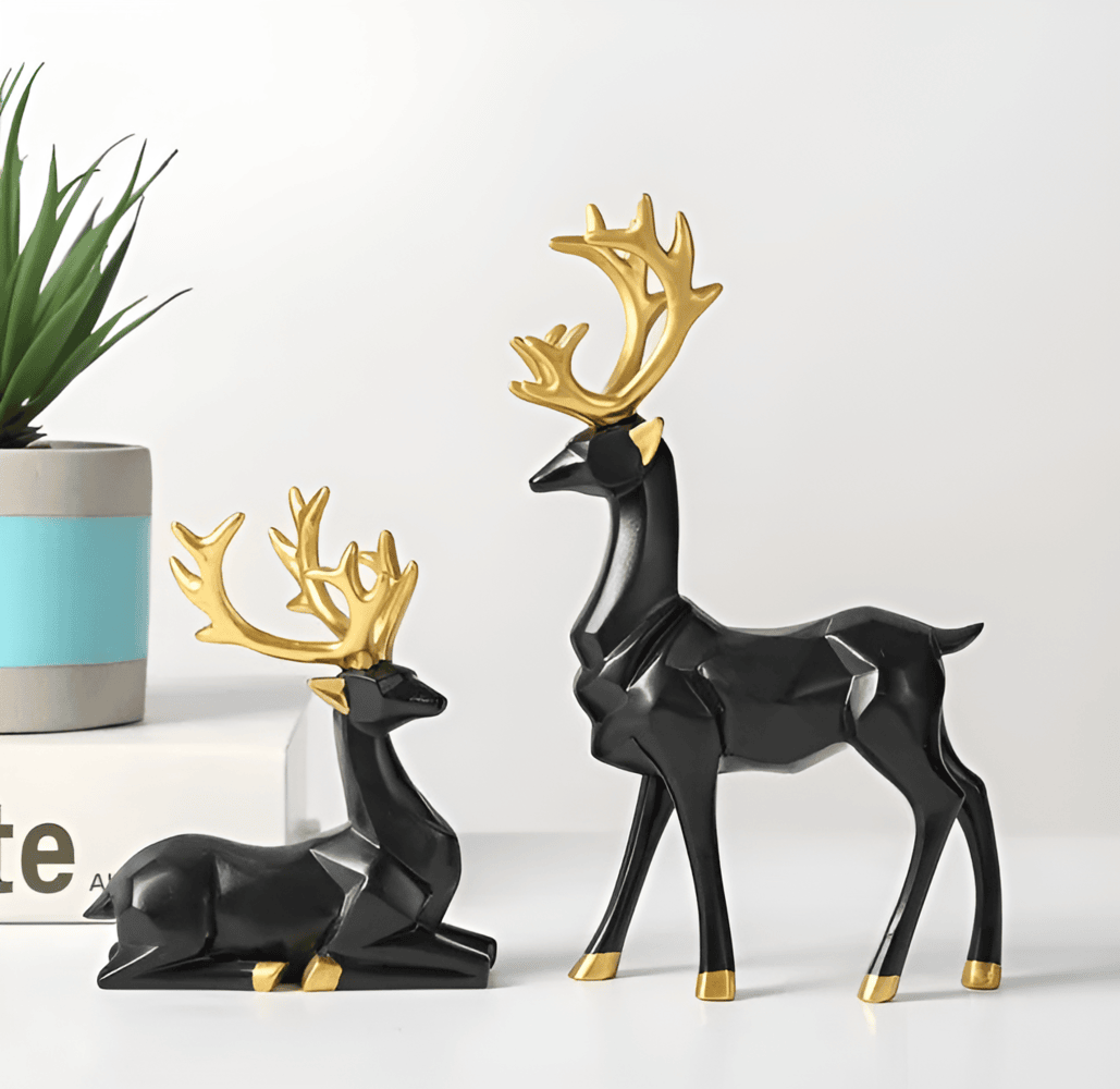 Dekorative rensdyr figurer i sæt – moderne design i resin