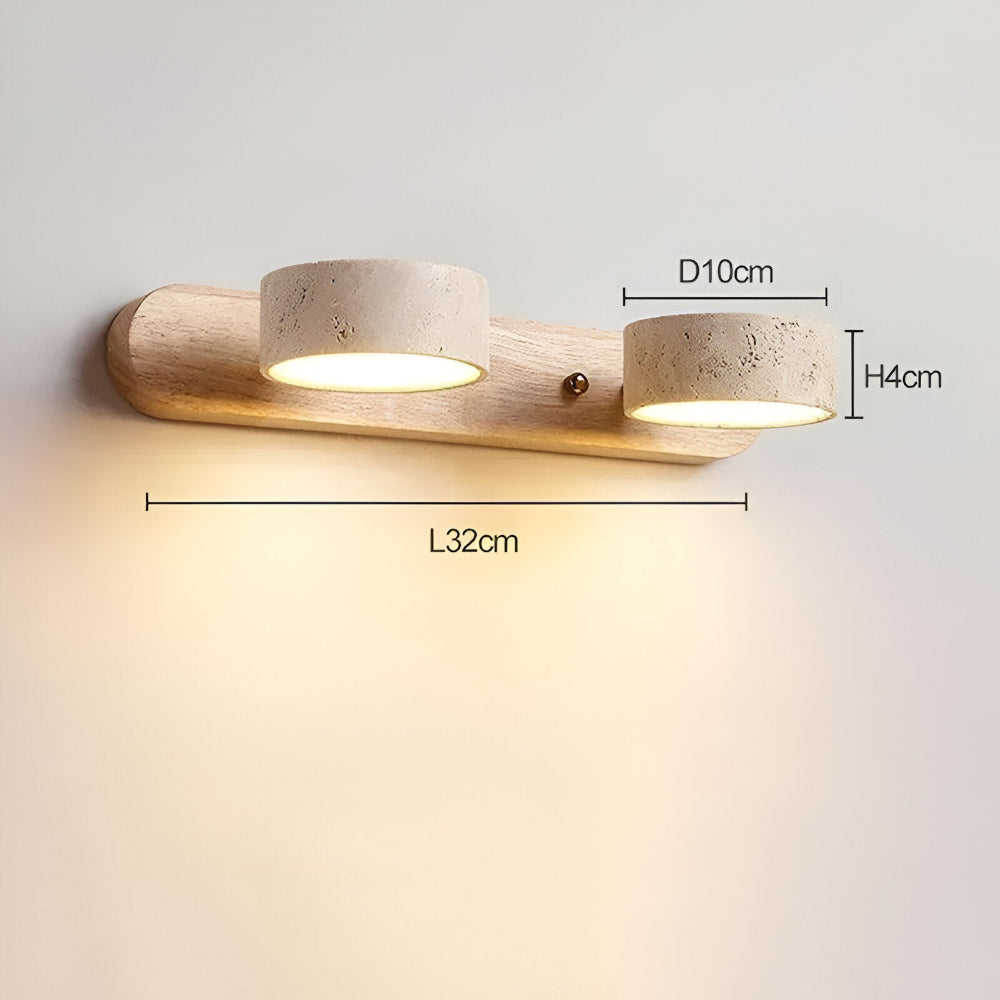 Rund væglampe i natursten og træ – moderne LED vægbelysning