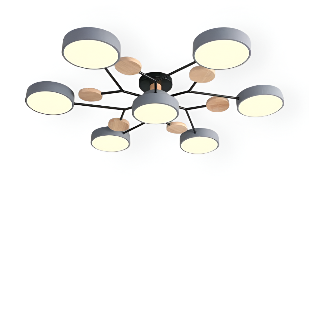LED loftlampe med trædetaljer – moderne design med flere lysindstillinger