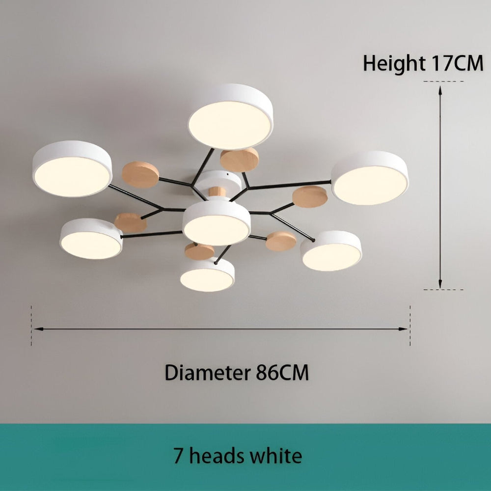 LED loftlampe med trædetaljer – moderne design med flere lysindstillinger