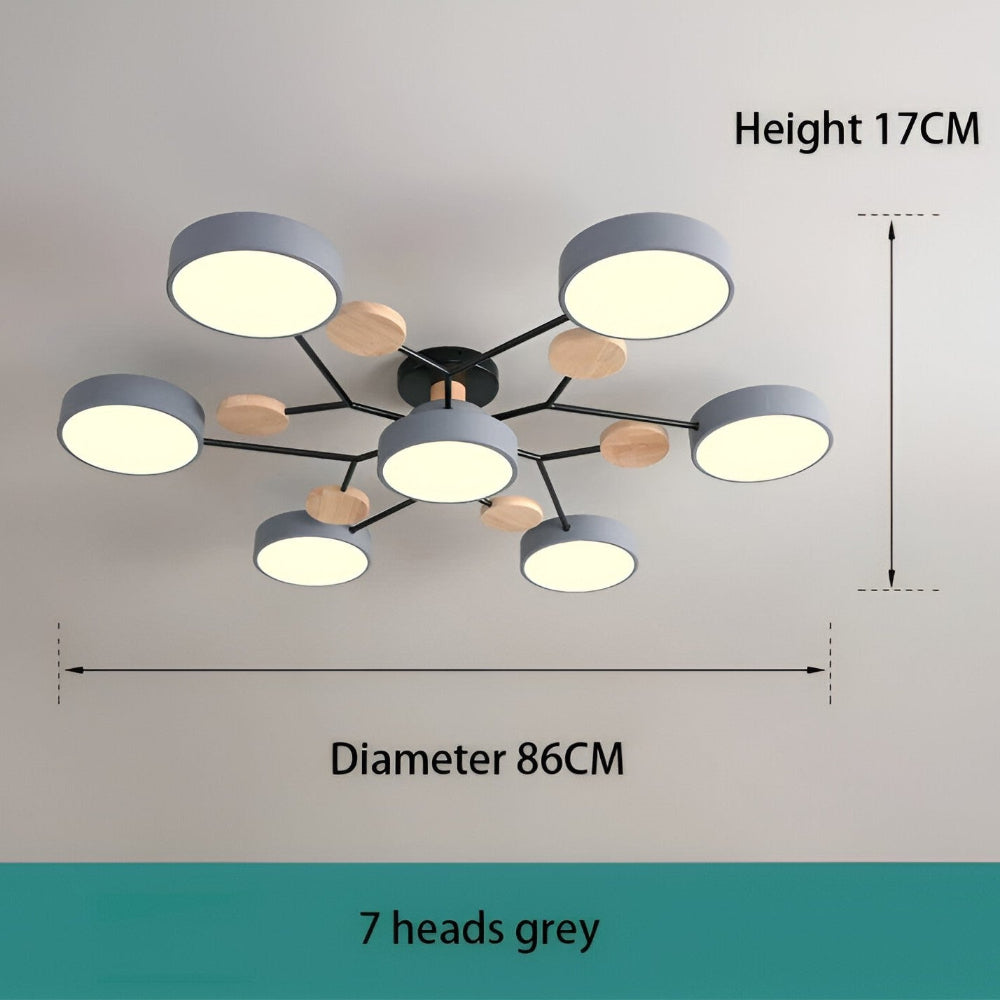 LED loftlampe med trædetaljer – moderne design med flere lysindstillinger