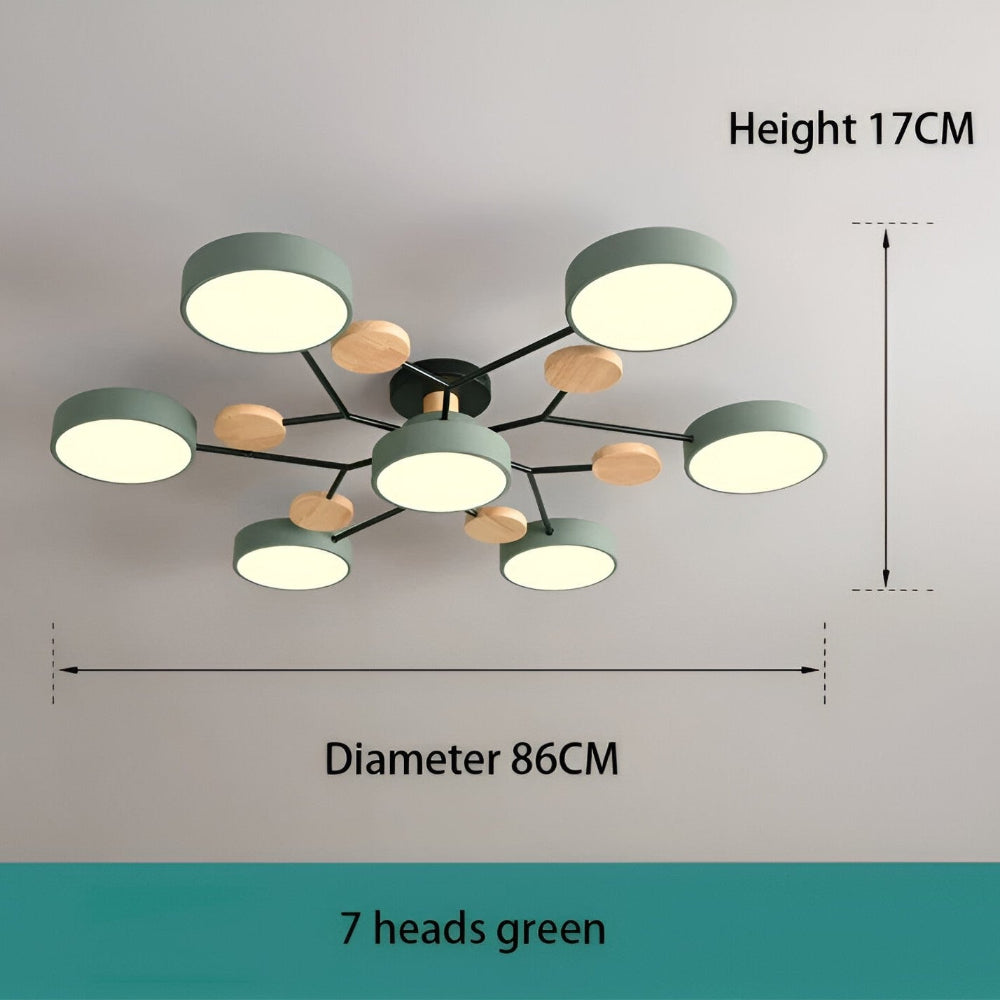 LED loftlampe med trædetaljer – moderne design med flere lysindstillinger