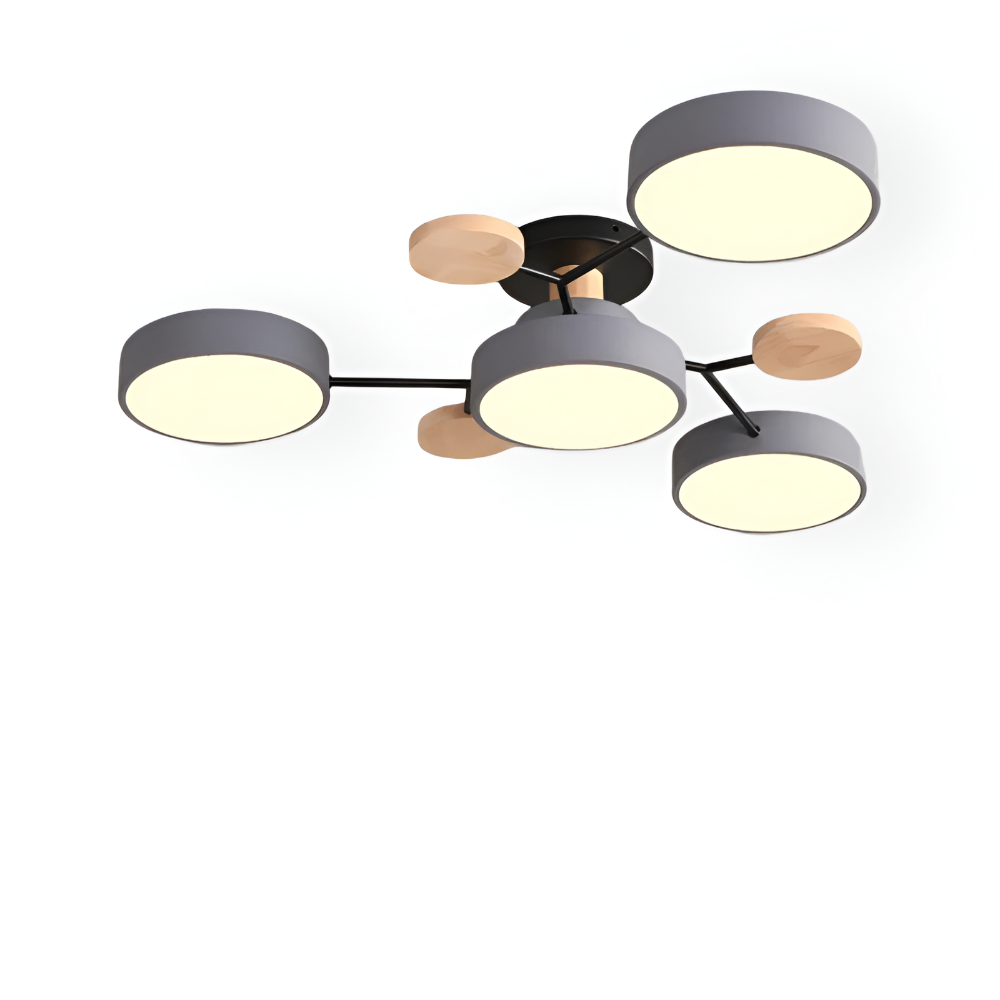 LED loftlampe med trædetaljer – moderne design med flere lysindstillinger