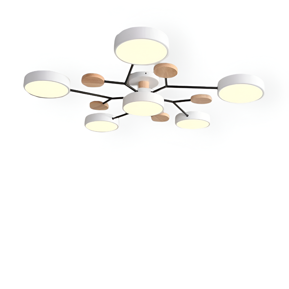 LED loftlampe med trædetaljer – moderne design med flere lysindstillinger