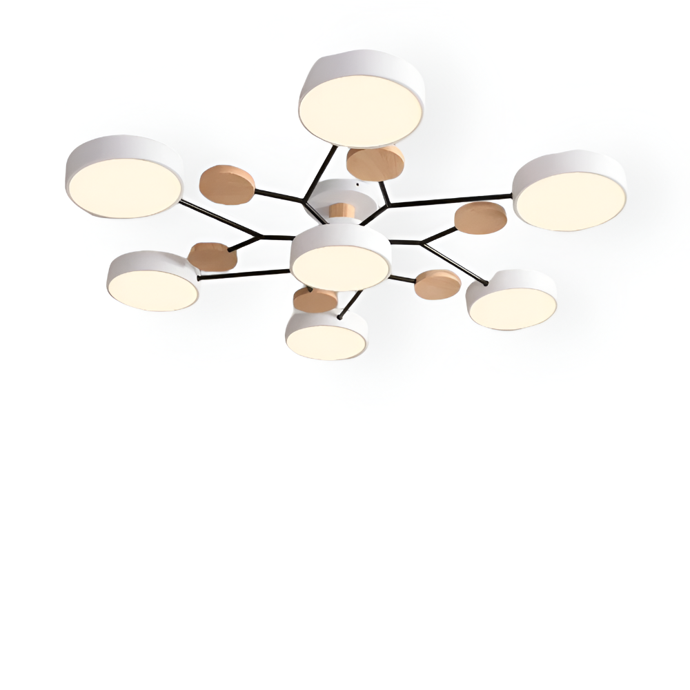 LED loftlampe med trædetaljer – moderne design med flere lysindstillinger