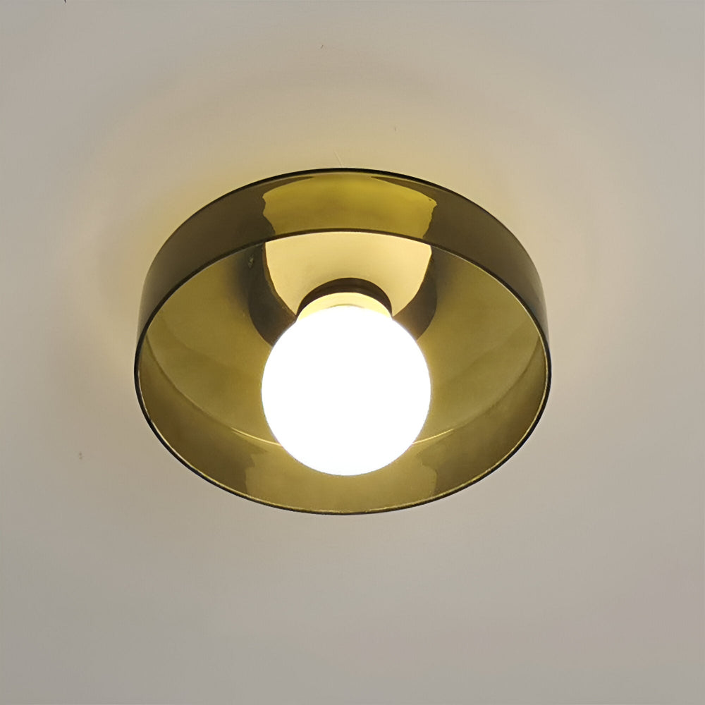 Lunaro – Rund Loftlampe i Glas og Sten med Moderne LED-Belysning