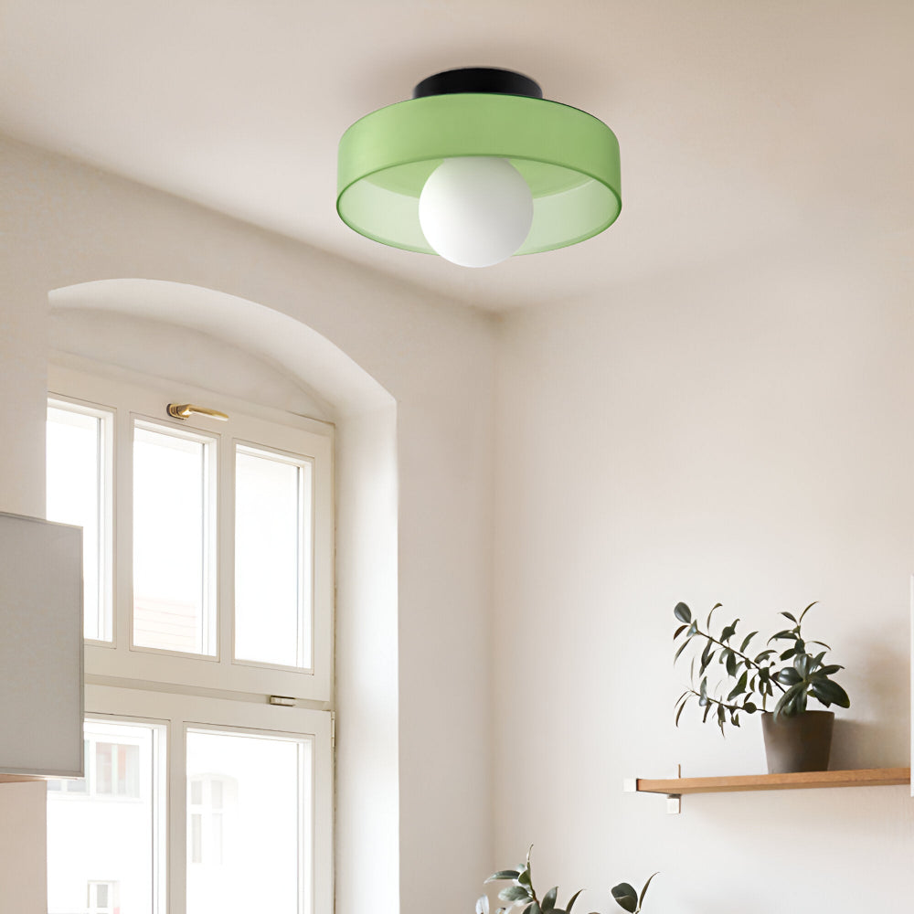 Lunaro – Rund Loftlampe i Glas og Sten med Moderne LED-Belysning