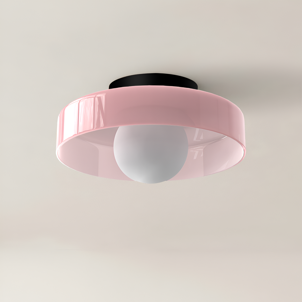 Lunaro – Rund Loftlampe i Glas og Sten med Moderne LED-Belysning