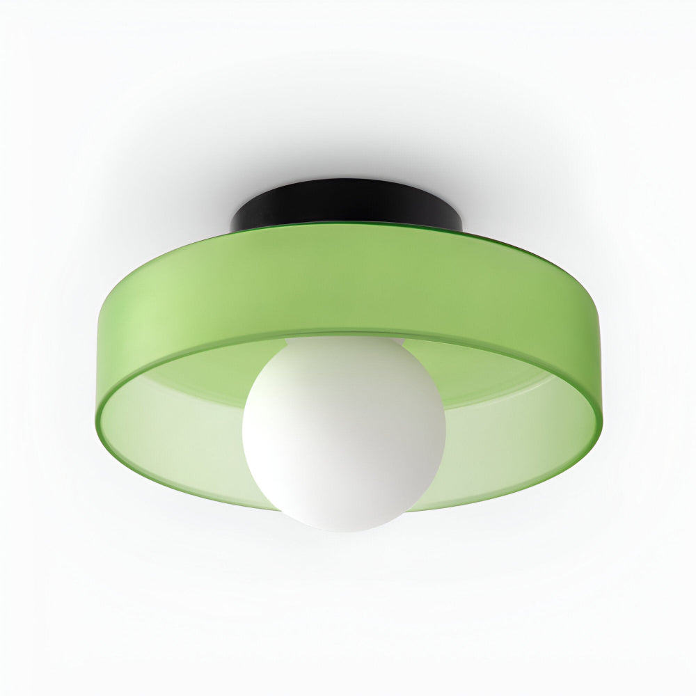 Lunaro – Rund Loftlampe i Glas og Sten med Moderne LED-Belysning