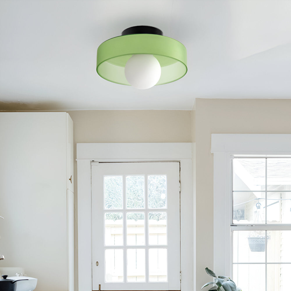 Lunaro – Rund Loftlampe i Glas og Sten med Moderne LED-Belysning