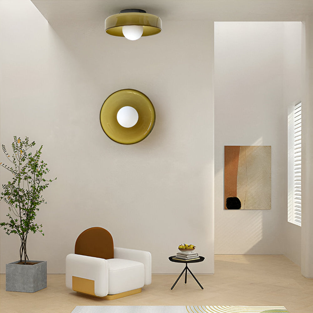 Lunaro – Rund Loftlampe i Glas og Sten med Moderne LED-Belysning