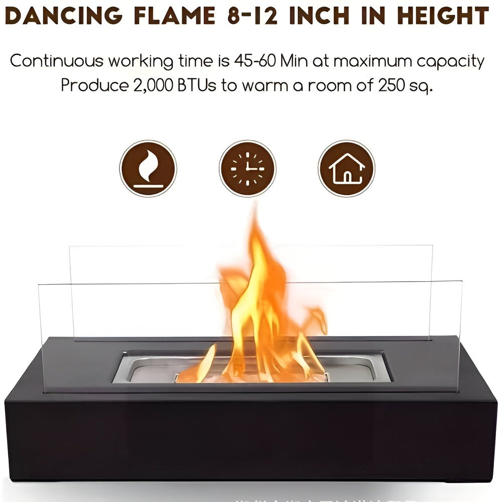 FlamoRidge – Rektangulär Bordseldstad i Glas & Metall