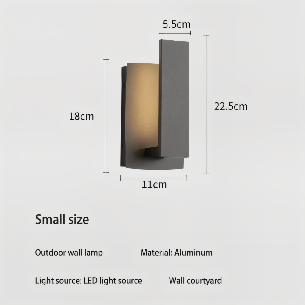 Noctira Black Væglampe – Minimalistisk Vandtæt Udendørslampe i Aluminium