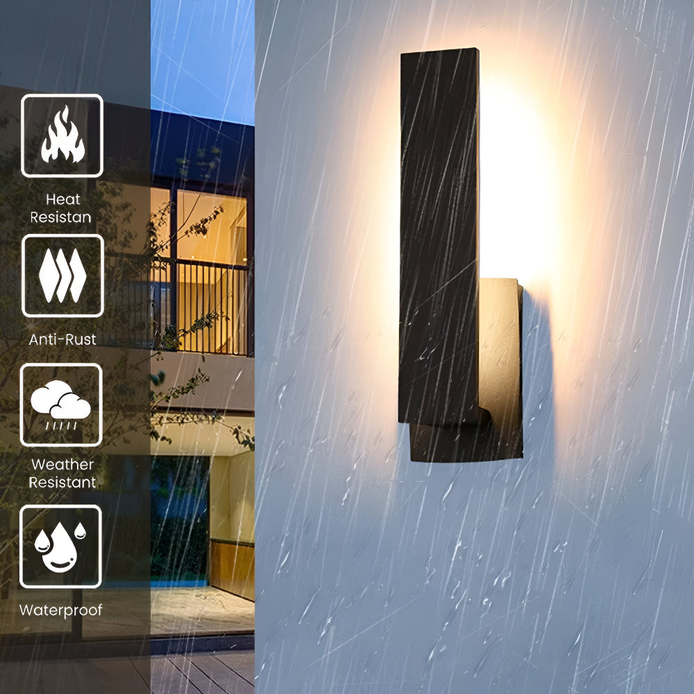 Noctira Black Væglampe – Minimalistisk Vandtæt Udendørslampe i Aluminium