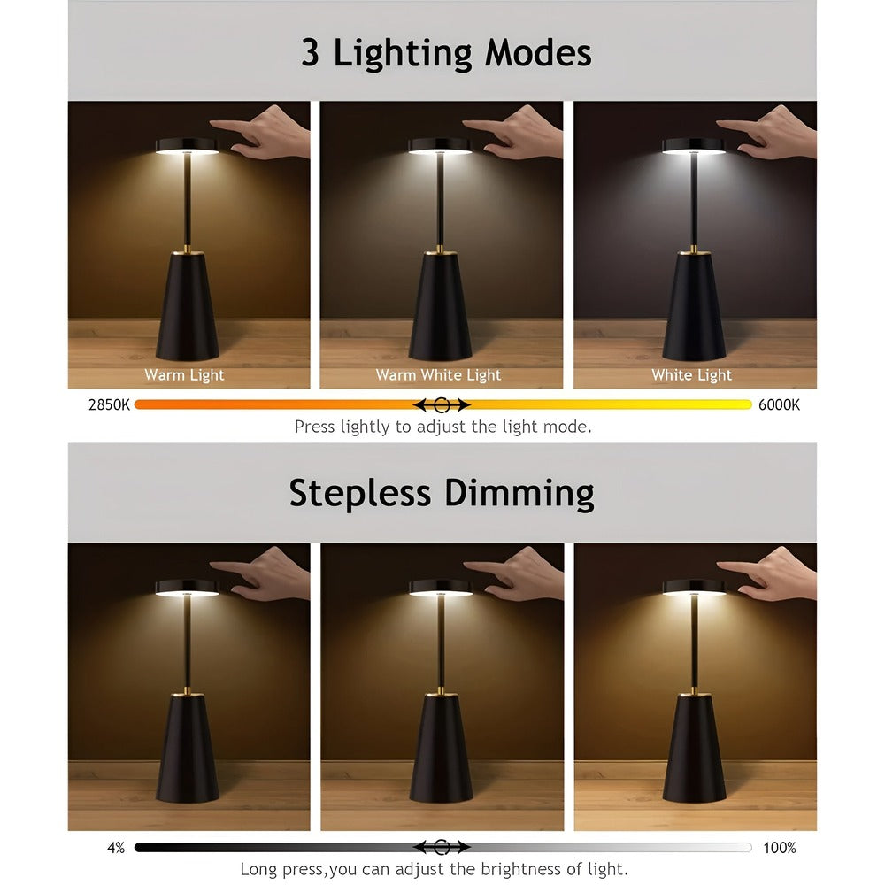LumoElegance – Trådlös Bordslampa i Modern Metall Design